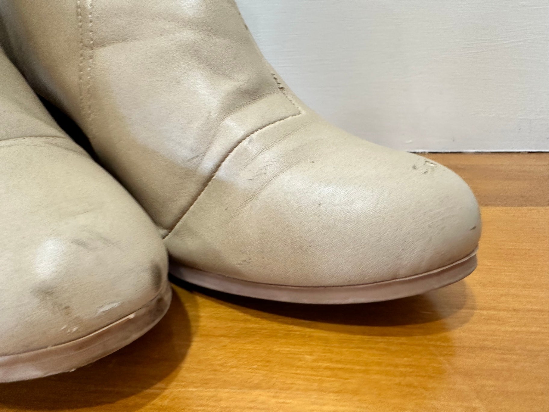 Beige Ankle Boots [Note - scratches on toe]