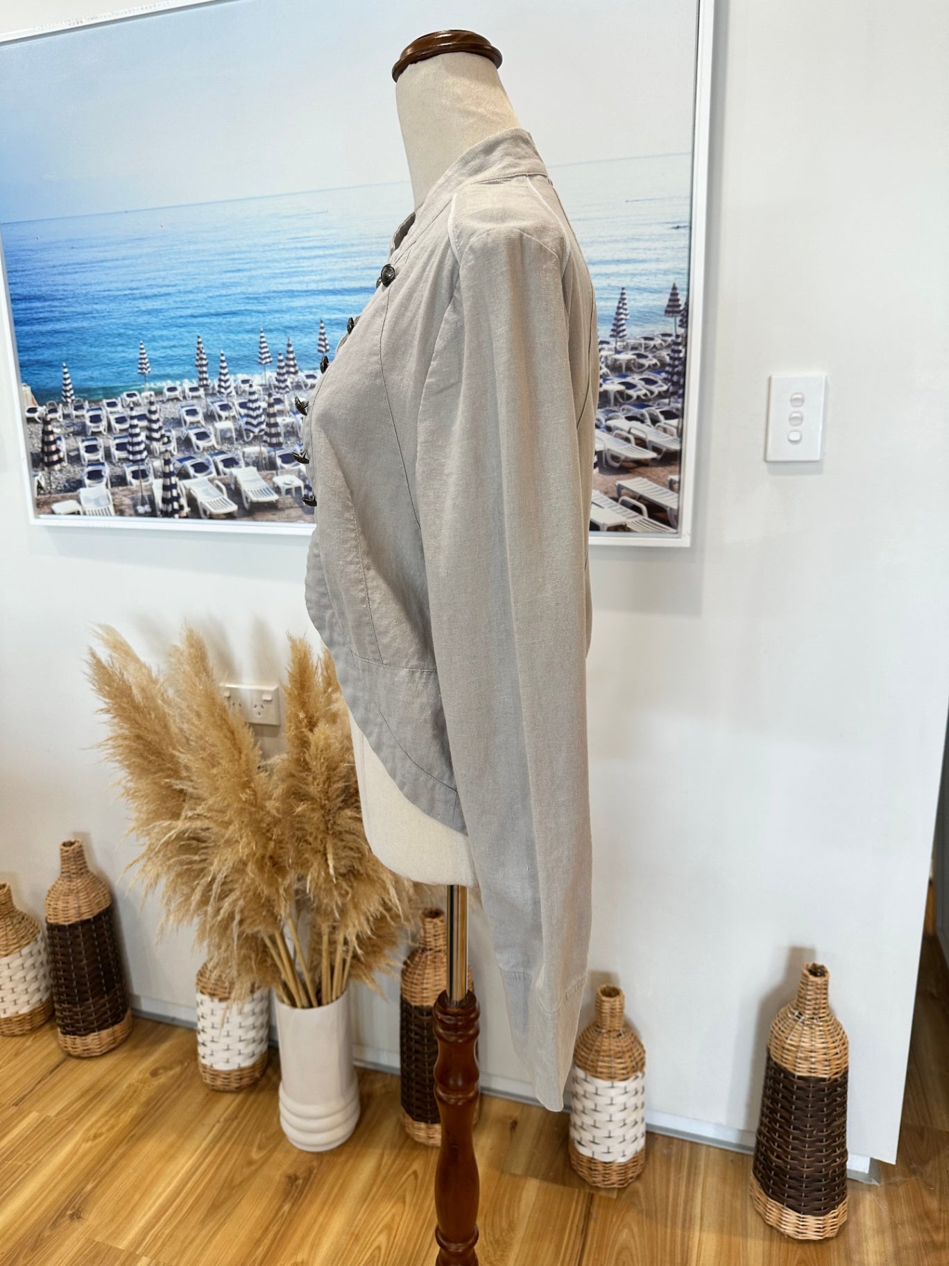 Emerge - Linen Blend Jacket - Size 12 - Beige