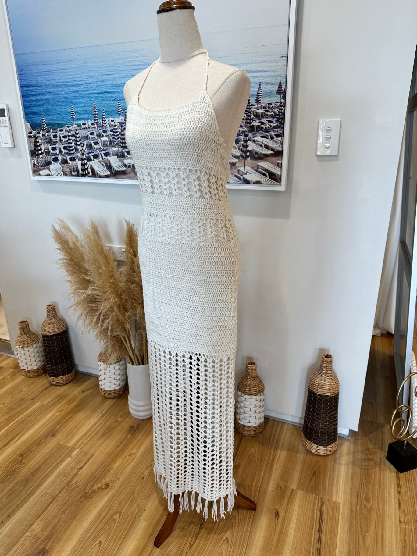 Glassons - Crochet Halter neck Dress - Medium - Cream