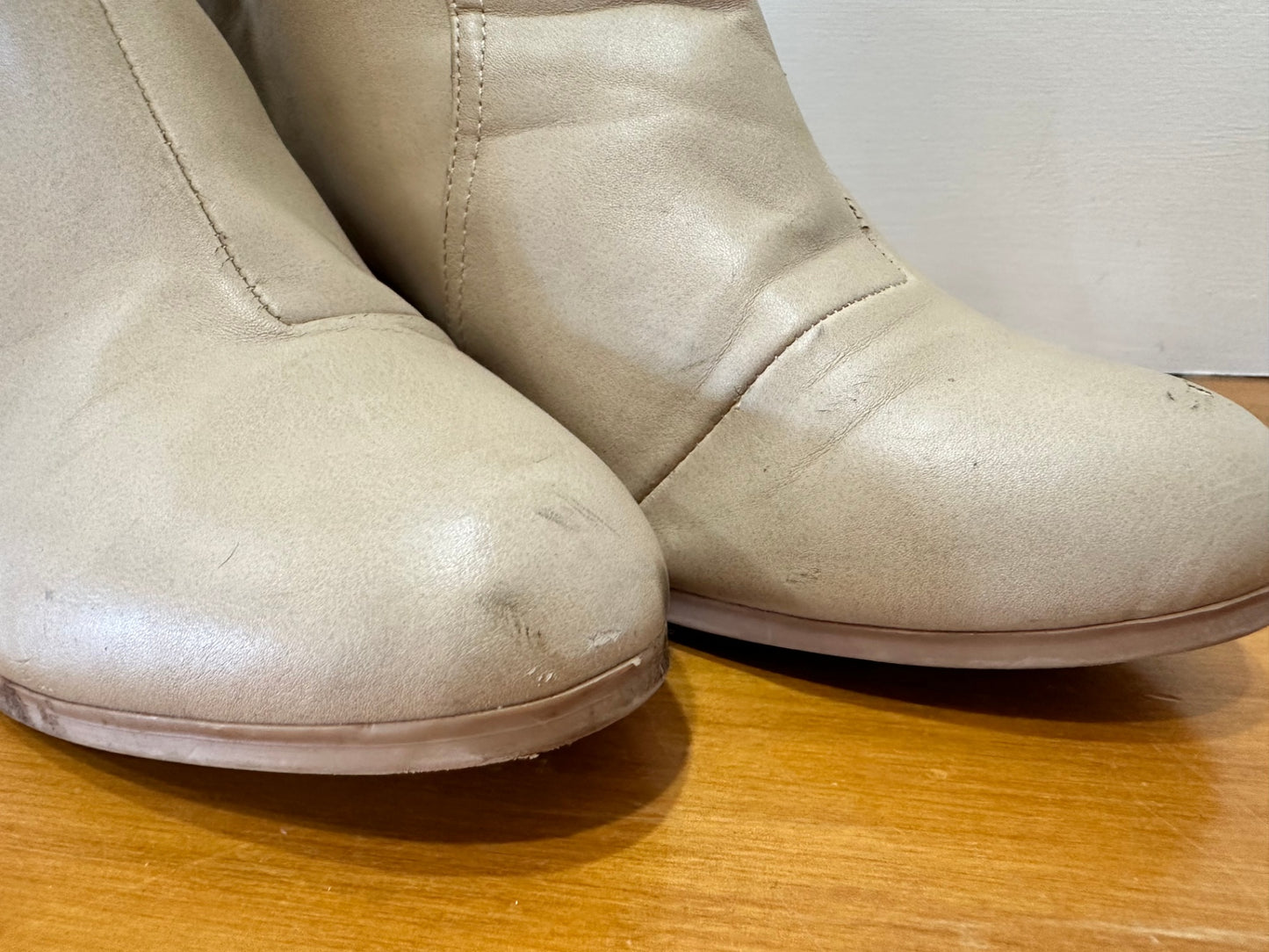Beige Ankle Boots [Note - scratches on toe]