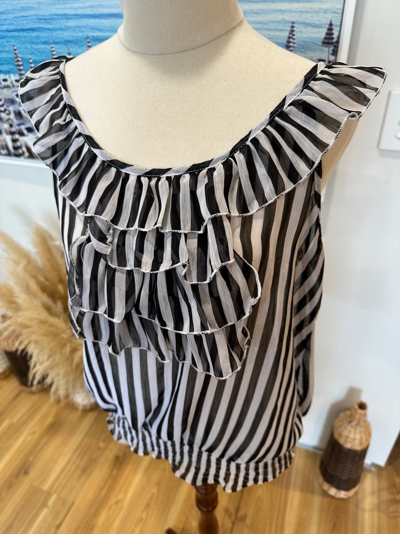 Switch Top - Size 12 - Black and white stripe