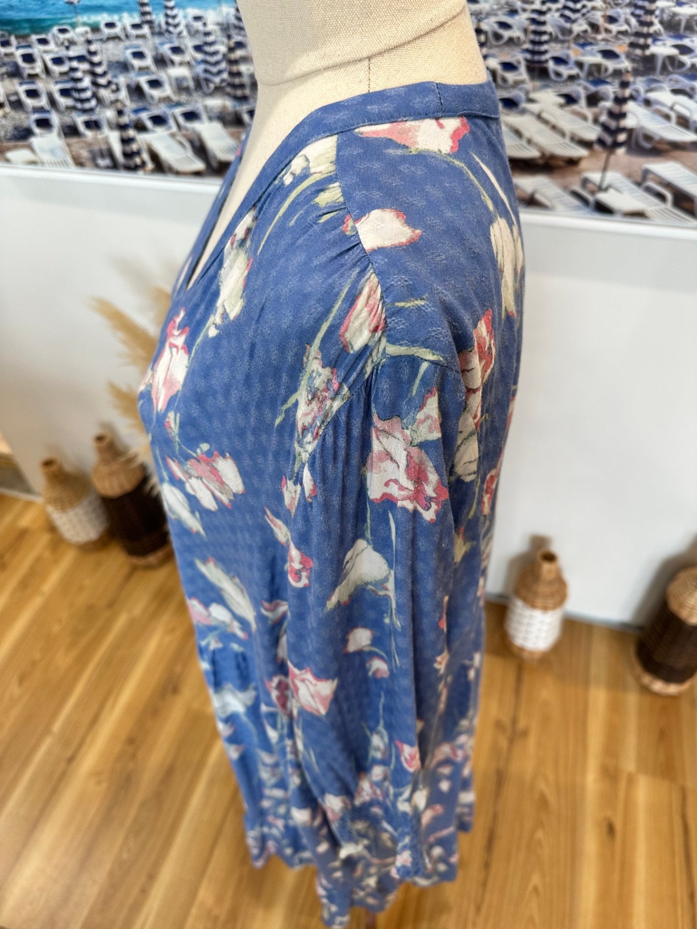 Newport - Bohemian Max Dress - Size 18 - Blue w Florals