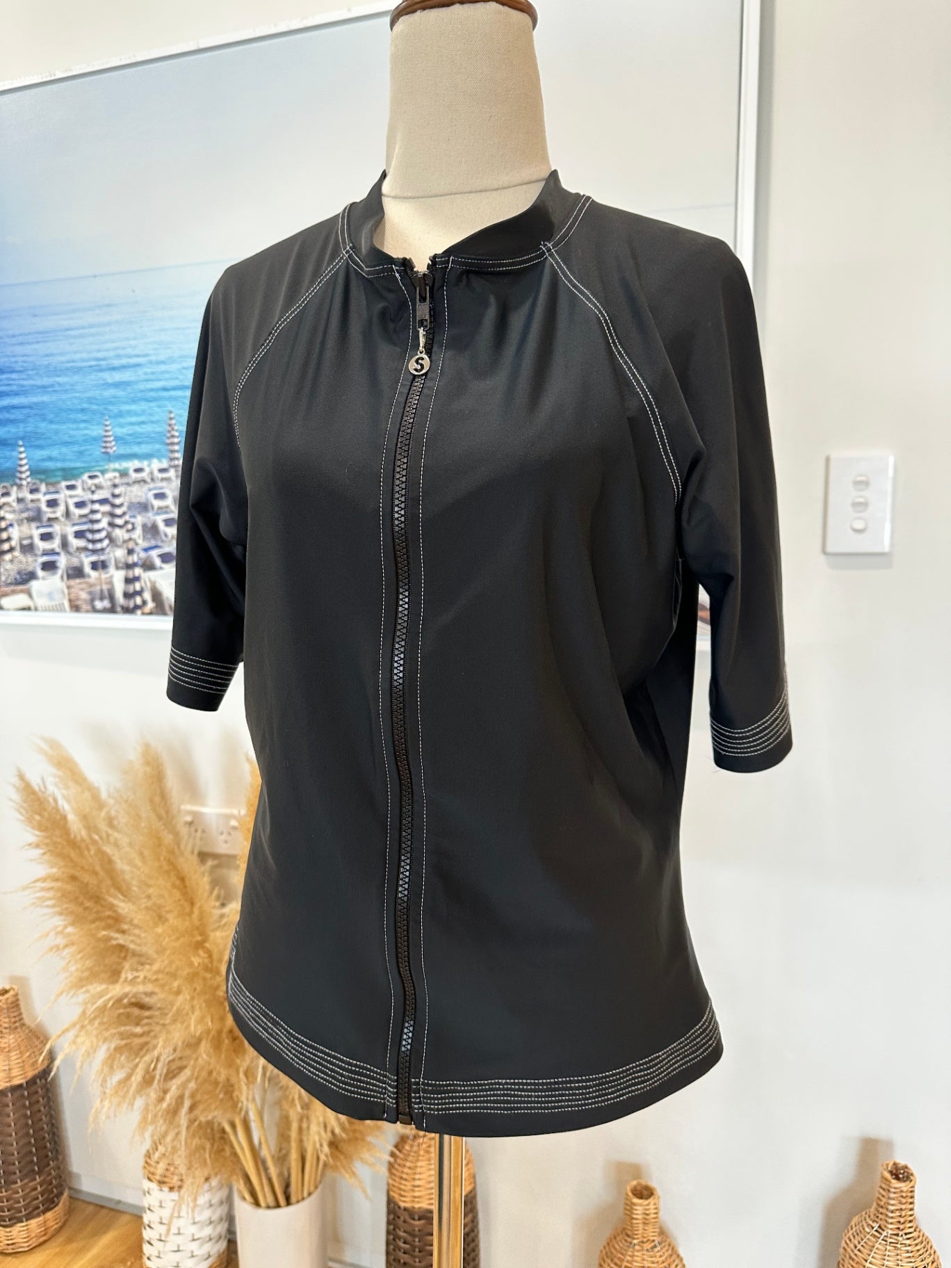 Seafolly Short Sleeve Rashvest - Extra Large - Black