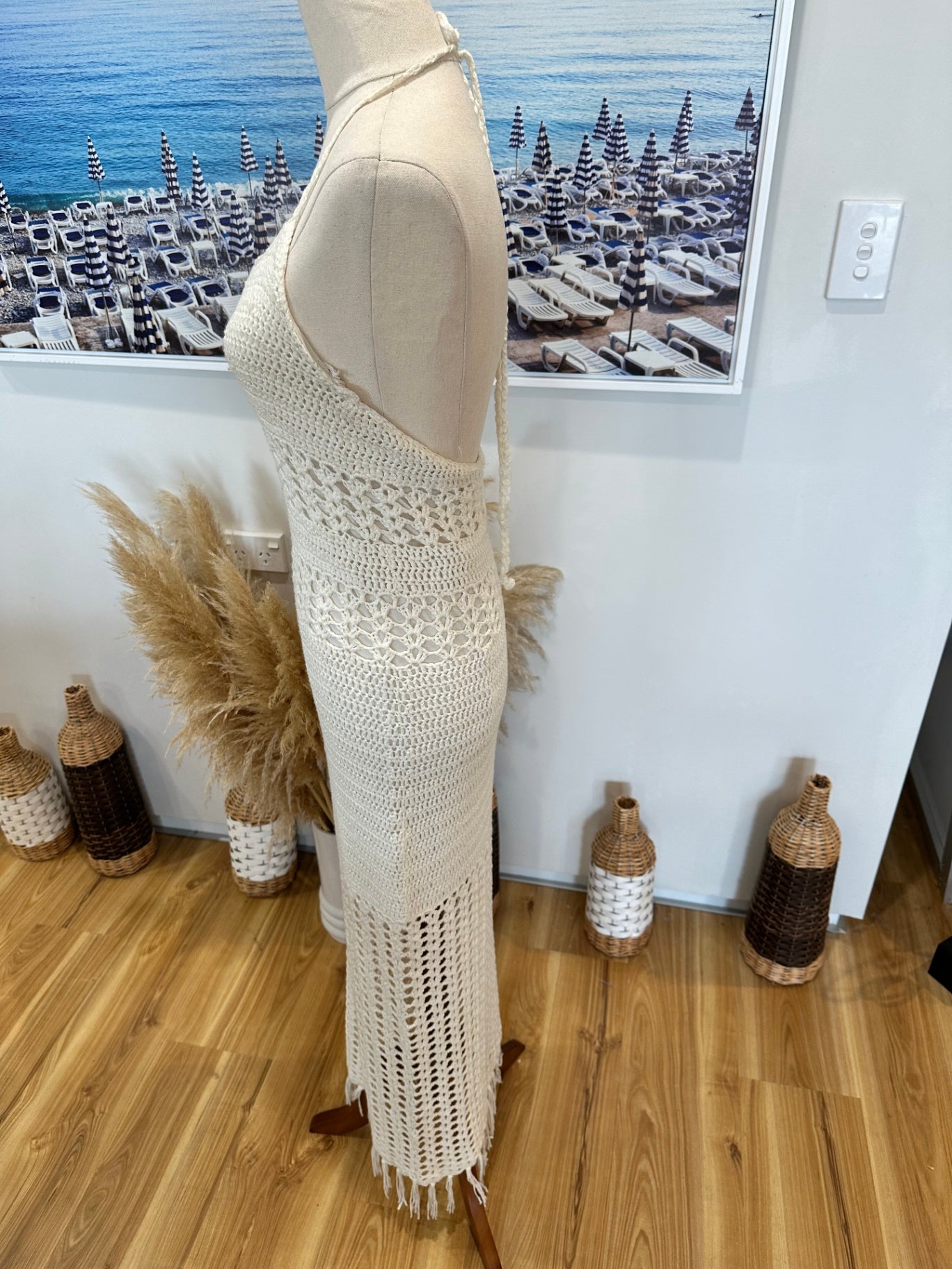 Glassons - Crochet Halter neck Dress - Medium - Cream