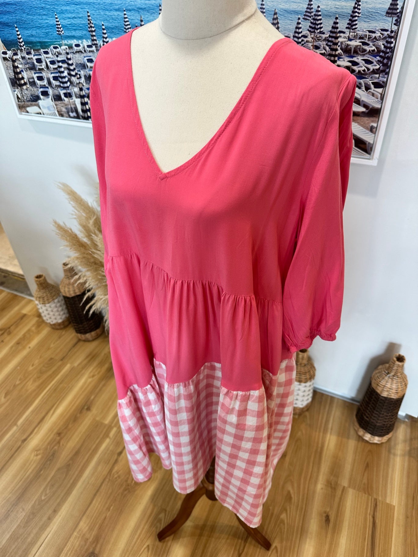 Silver Wishes Dress - Size 12 - Pink + Gingham