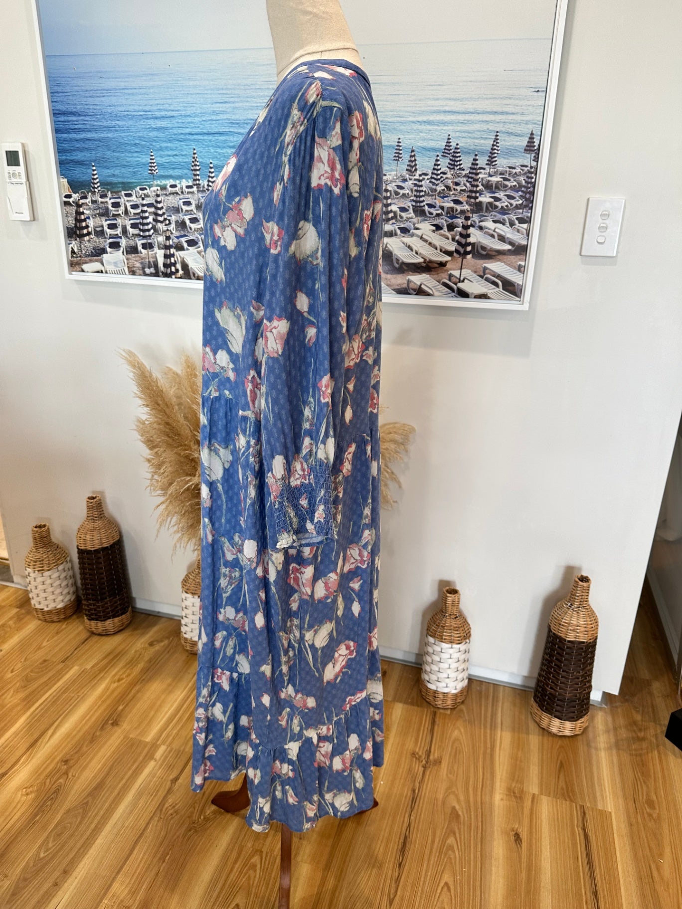Newport - Bohemian Max Dress - Size 18 - Blue w Florals