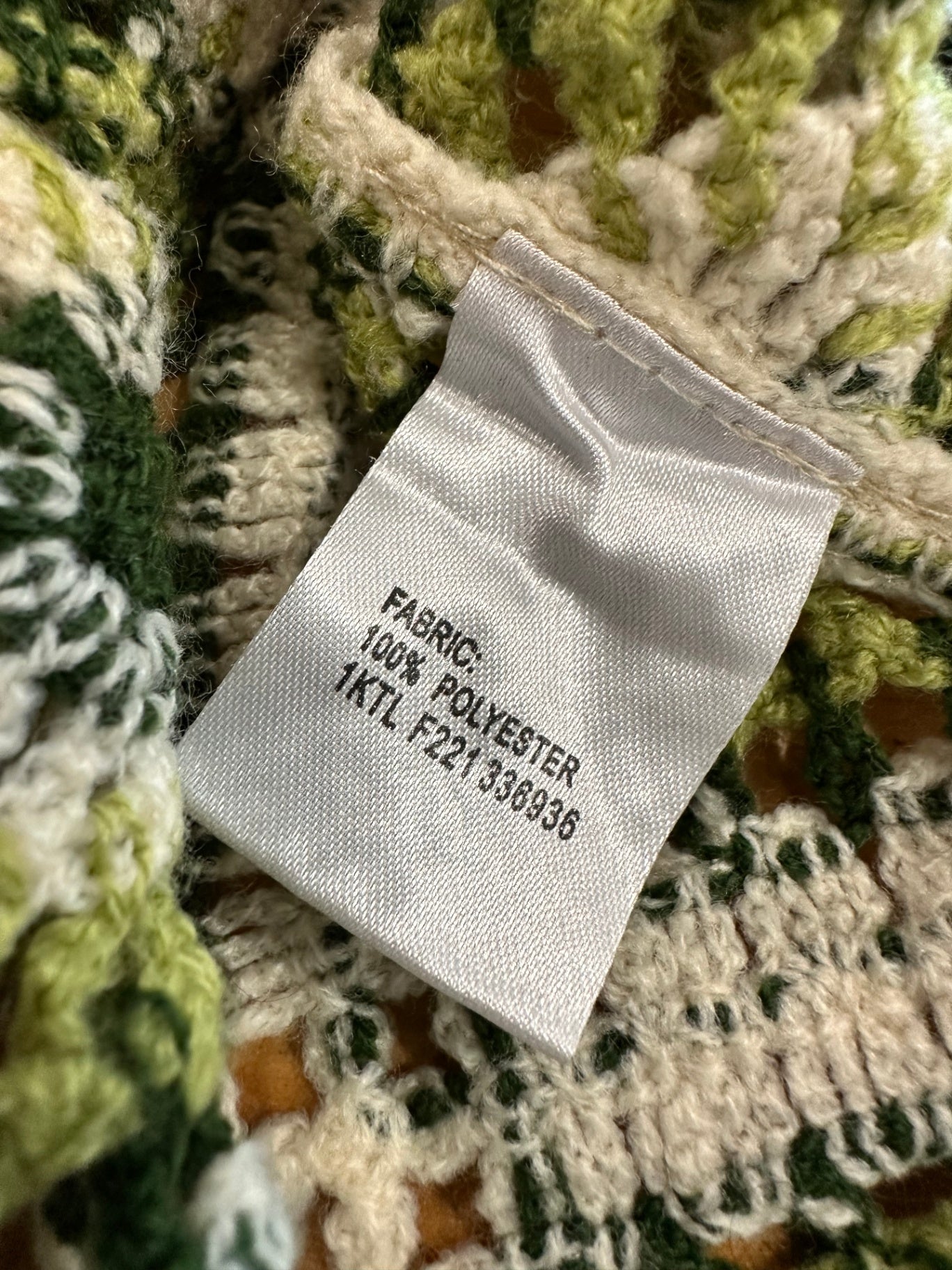 Crochet Inspired - Cropped Jumper - Small / Medium - Cream, Green, Black