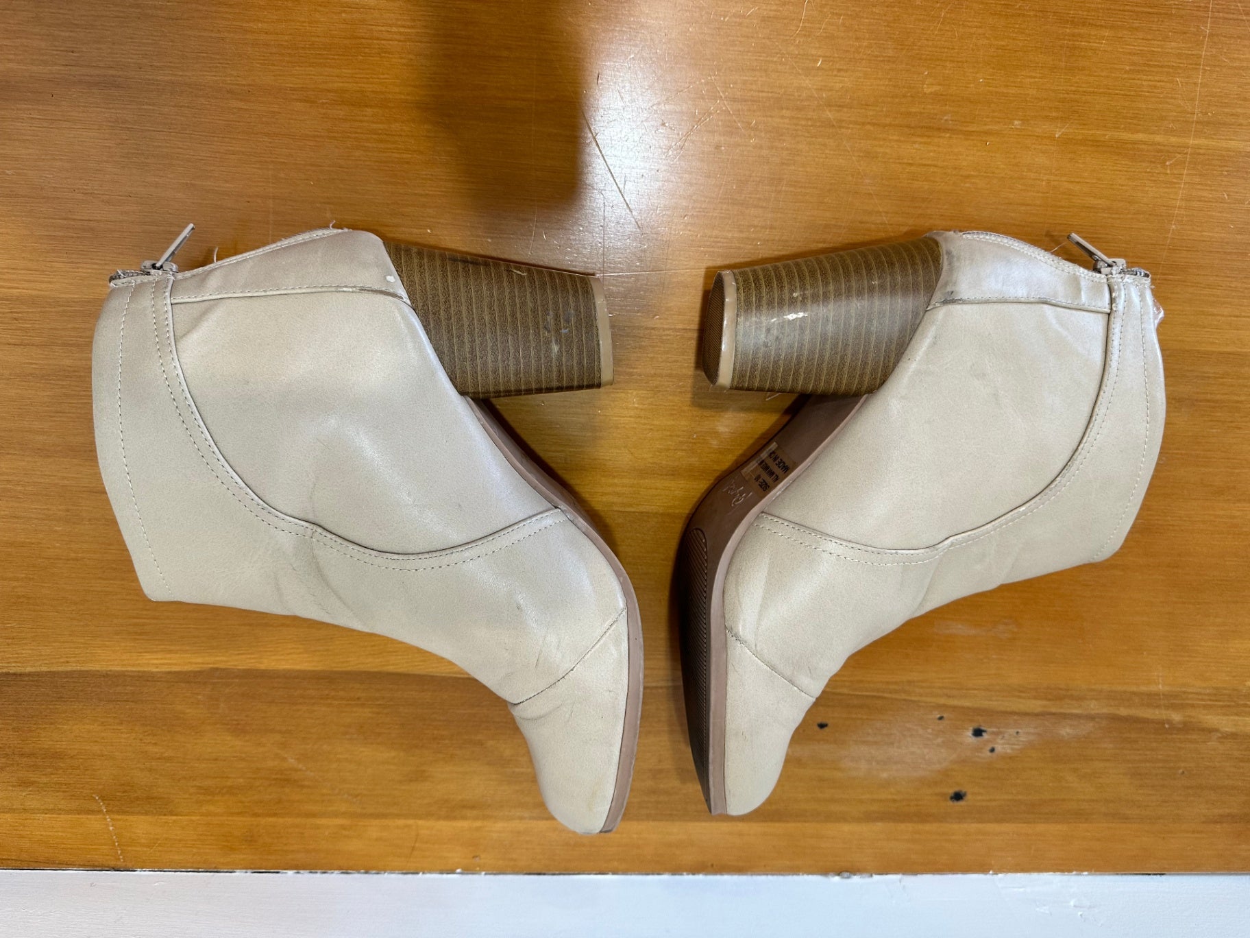 Beige Ankle Boots [Note - scratches on toe]