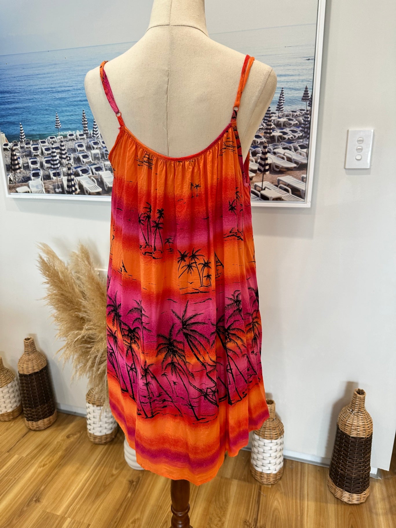 Glassons - Sunset Dress - Medium - Pink, Orange, Black