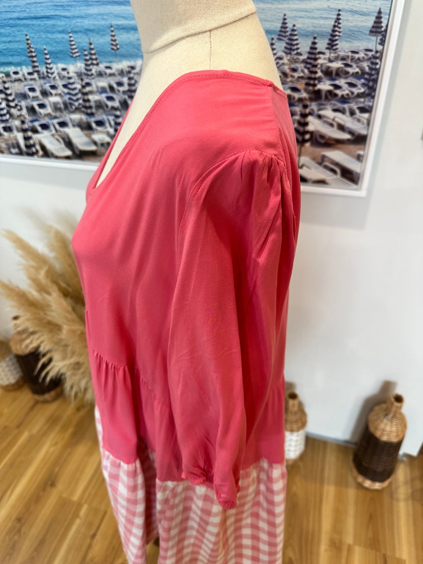 Silver Wishes Dress - Size 12 - Pink + Gingham