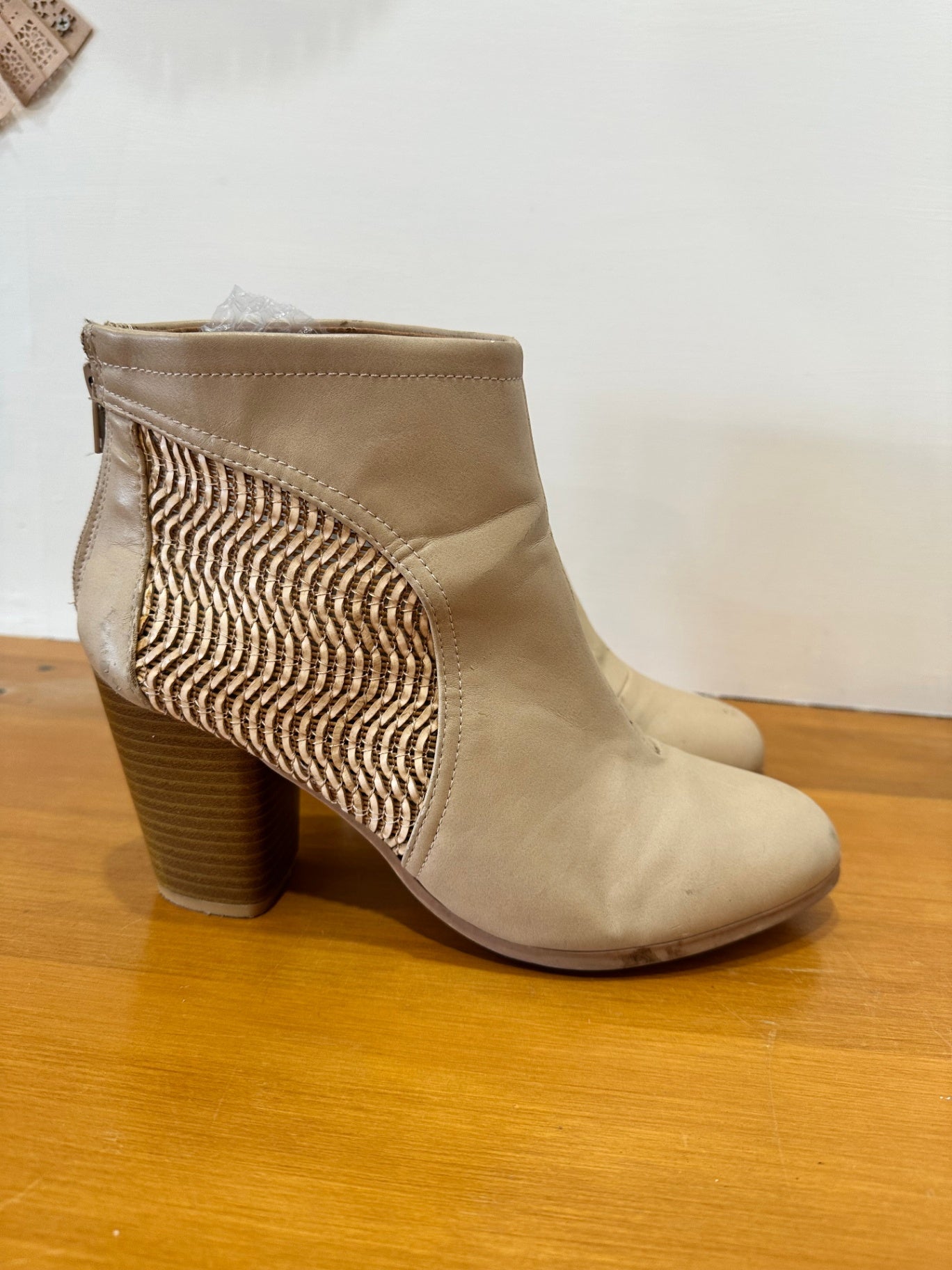 Beige Ankle Boots [Note - scratches on toe]