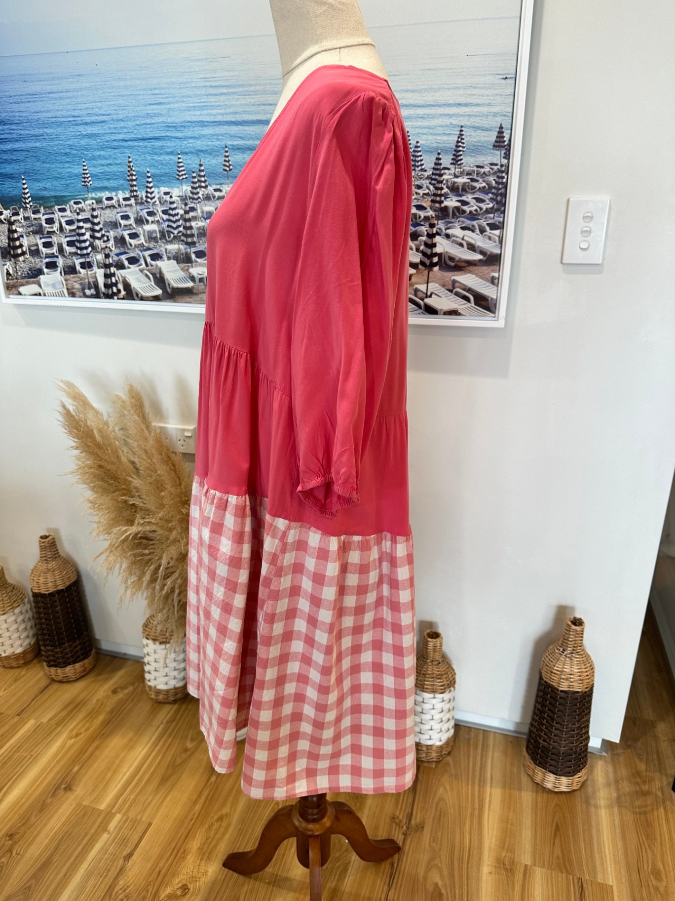 Silver Wishes Dress - Size 12 - Pink + Gingham