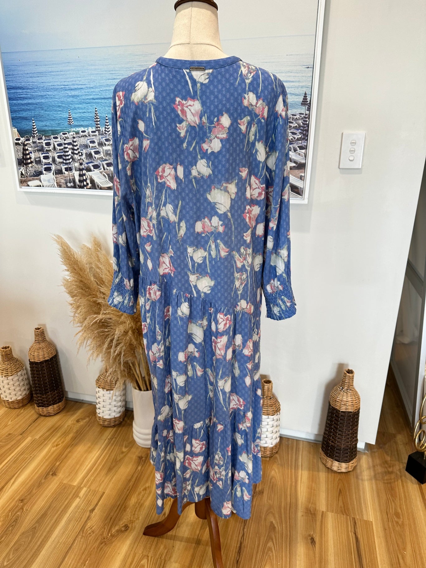 Newport - Bohemian Max Dress - Size 18 - Blue w Florals