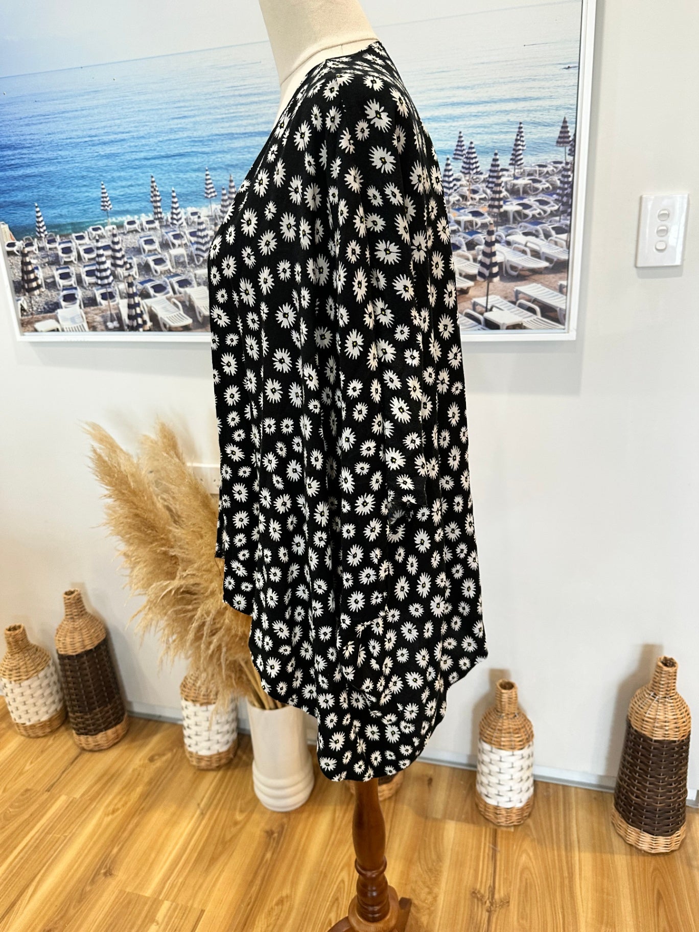 Expressions - Black Daisy Cardigan - Size 12 [Note small hole]