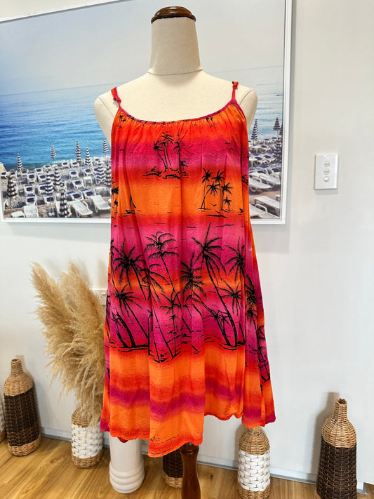 Glassons - Sunset Dress - Medium - Pink, Orange, Black