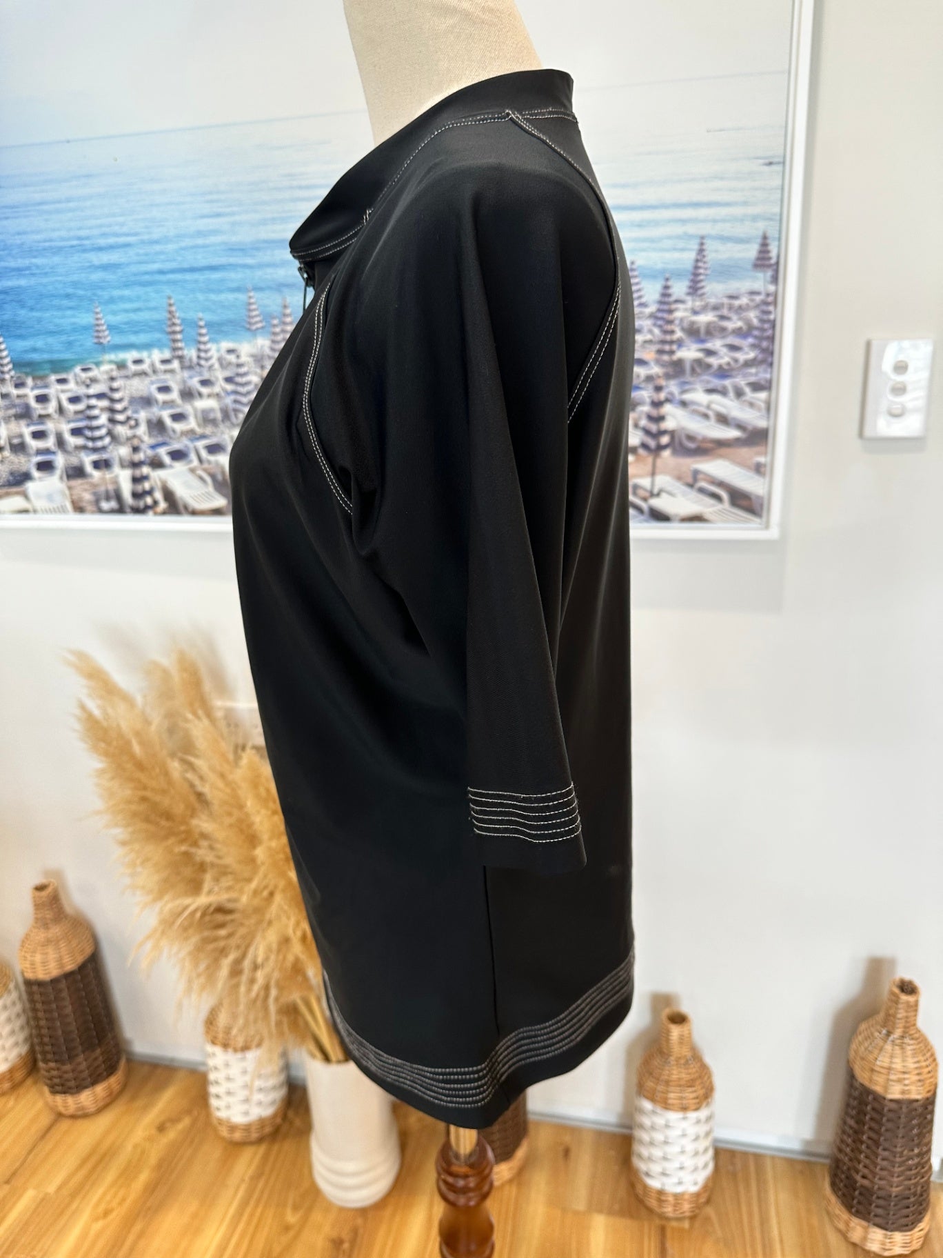 Seafolly Short Sleeve Rashvest - Extra Large - Black