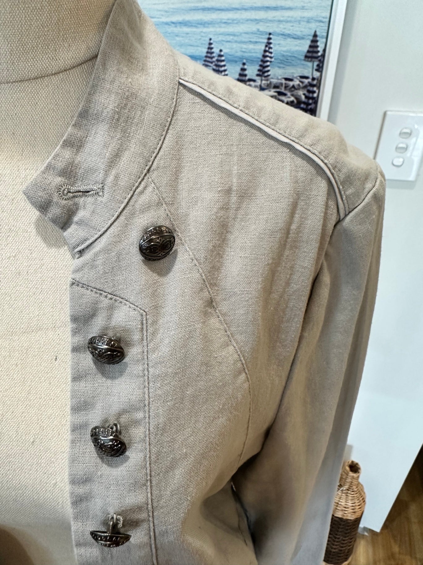 Emerge - Linen Blend Jacket - Size 12 - Beige