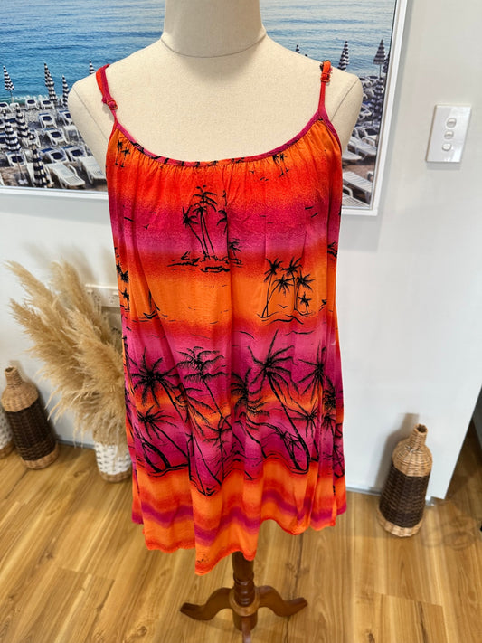 Glassons - Sunset Dress - Medium - Pink, Orange, Black