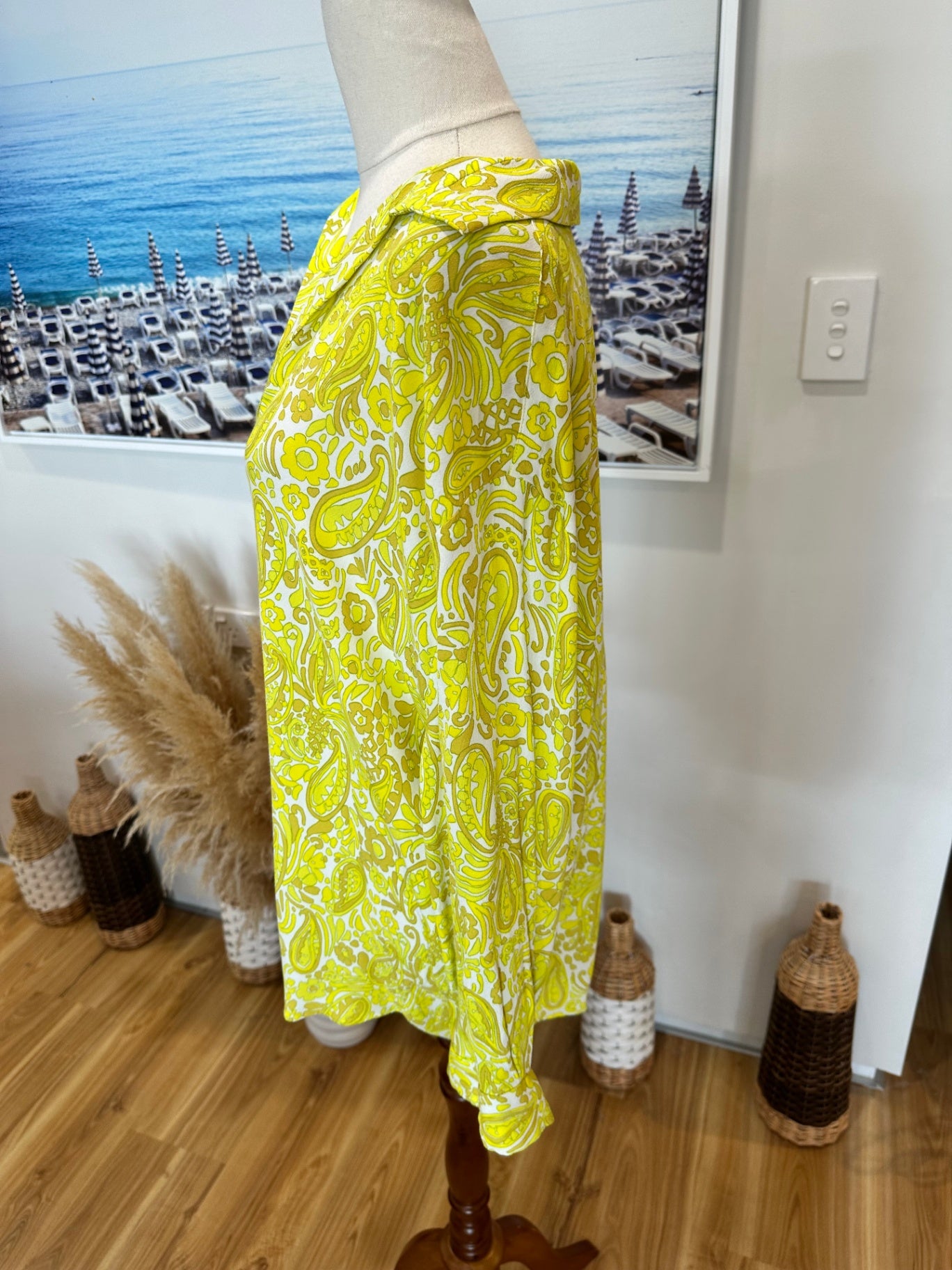 Zara - Bohemian Blouse - Large - Yellow and white