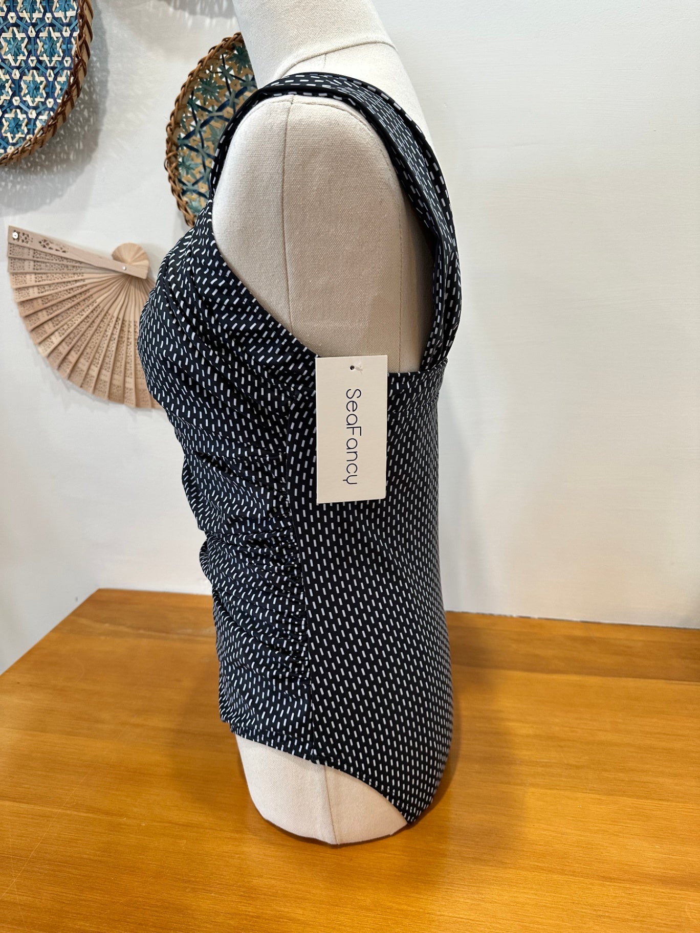 Sea Fancy - Swimsuit - NEW - Medium - Black with white dots