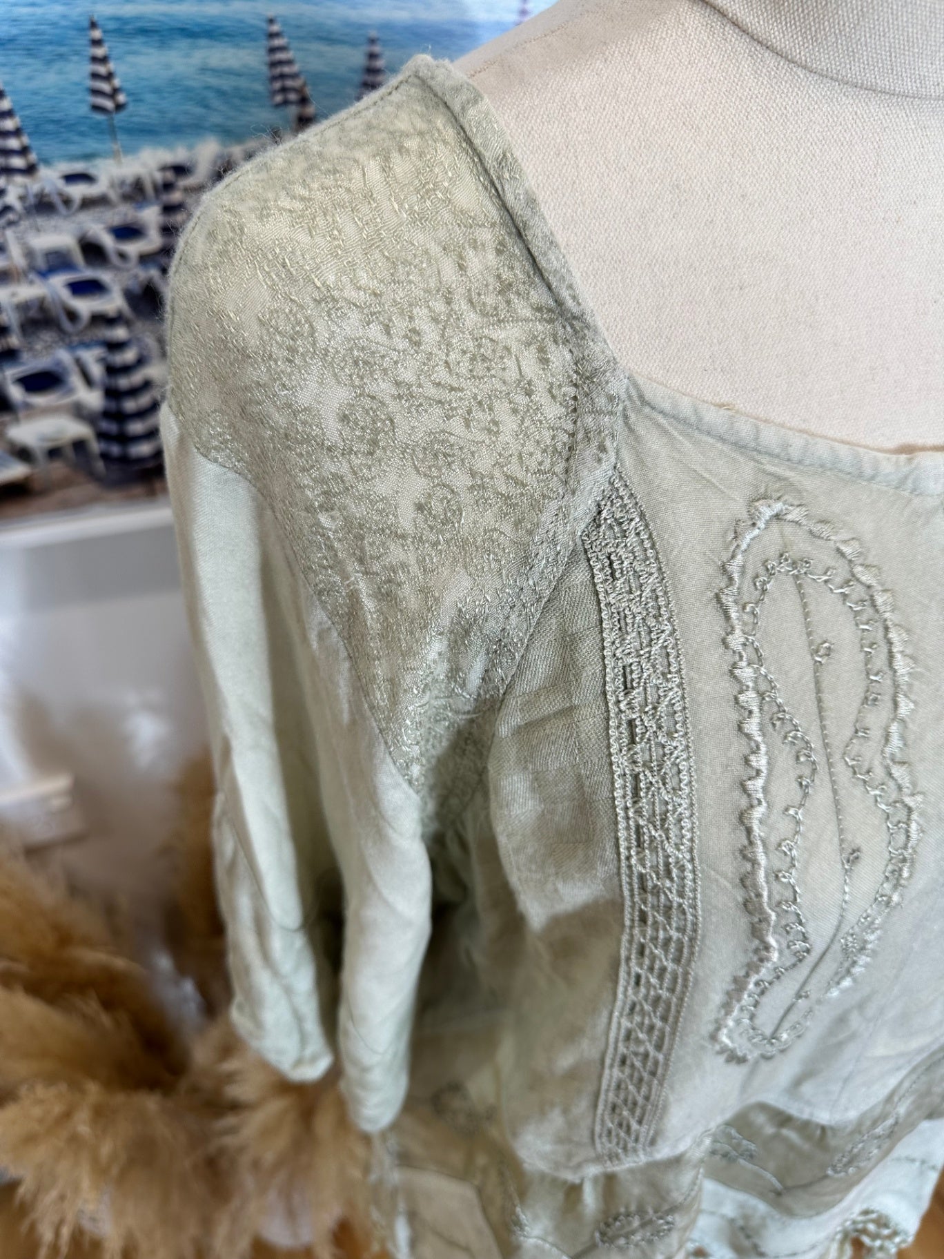 Sophie Collection - Bohemian Top - One Size - Light Sage Green