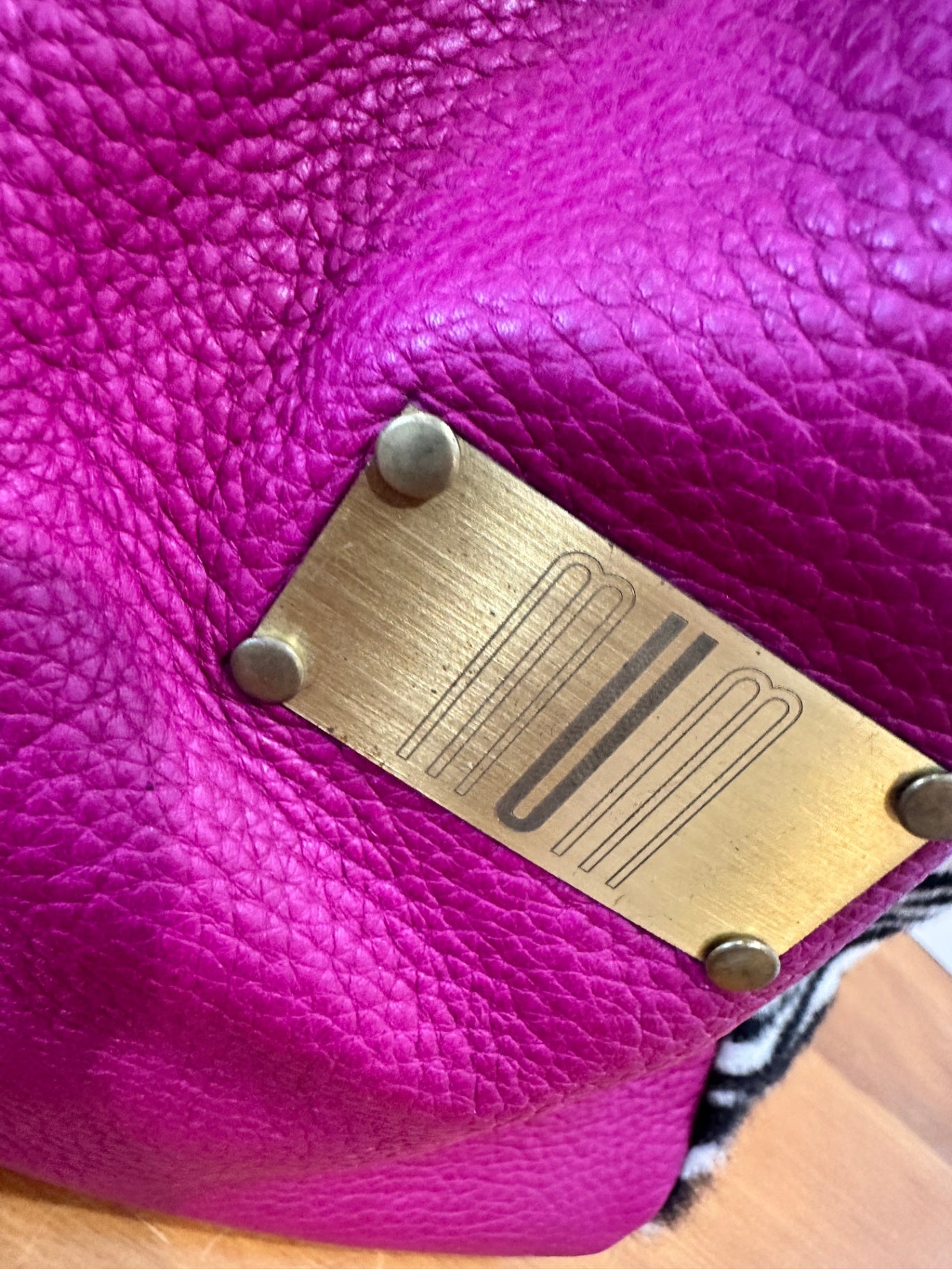 Leather Handbag - Pink w Zebra print