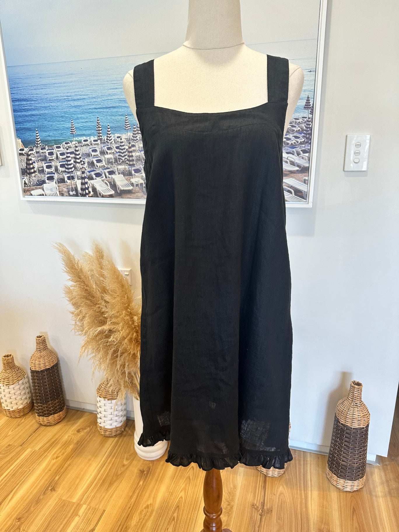 Haven - Linen Dress - Small - Black