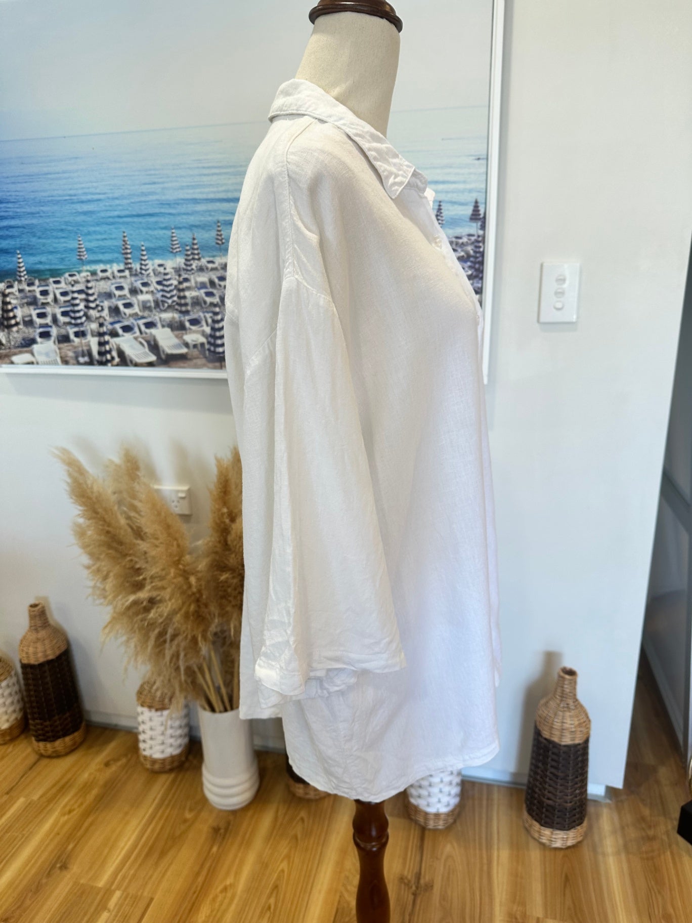 Glassons - Linen Blend Shirt - Size Medium - White