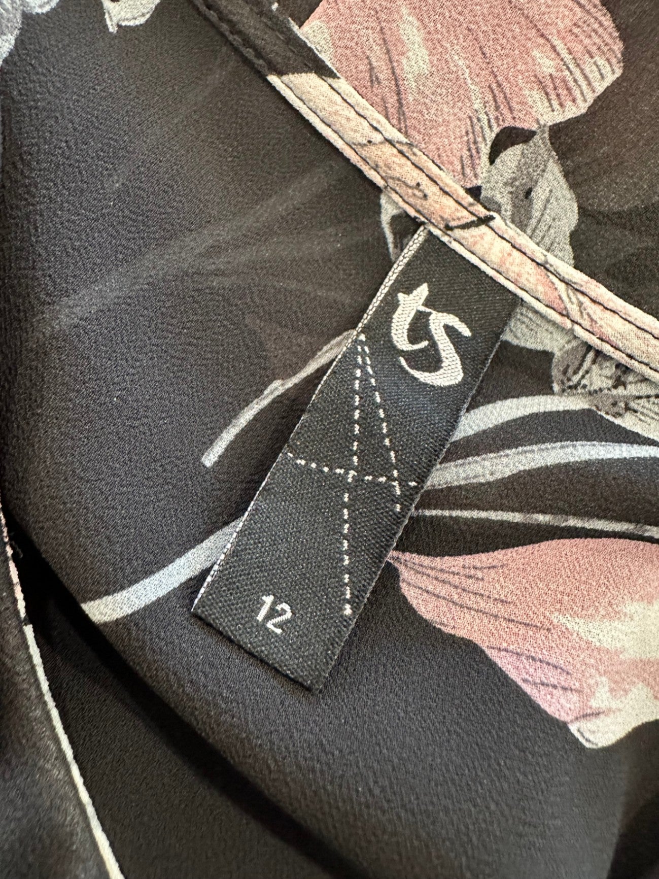 Taking Shape - Cardigan - Size 12 - Black with pink and white floral pattern - [New without tags]