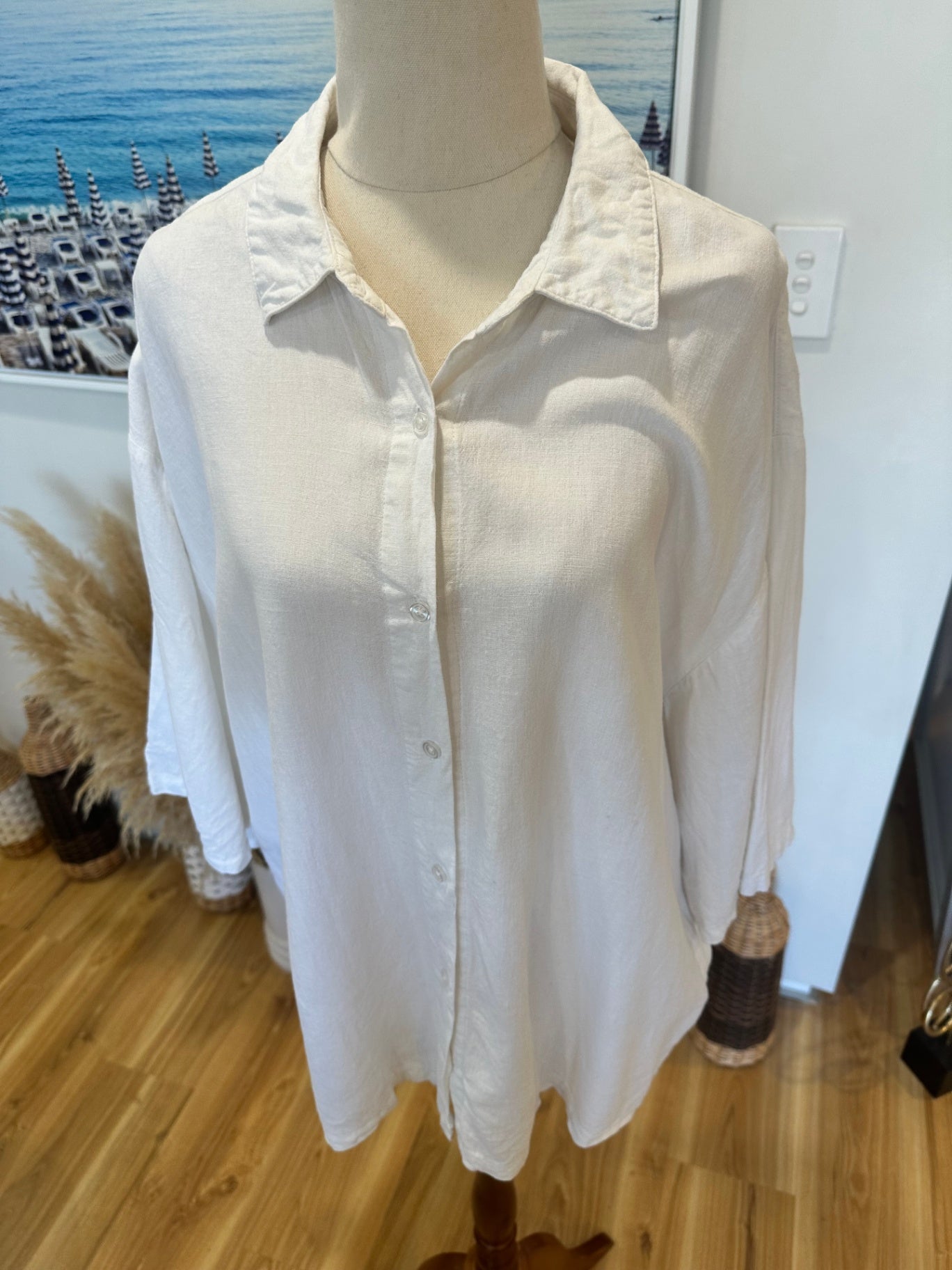 Glassons - Linen Blend Shirt - Size Medium - White