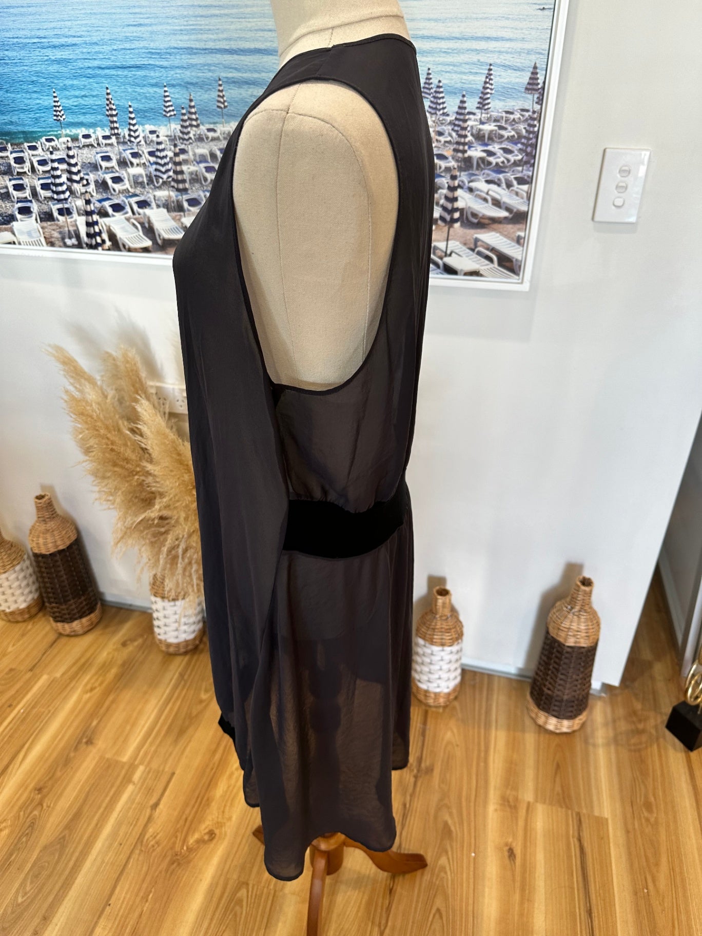 Cherry Blasko - Made in New Zealand Dress - Size 12 - Black / Grey