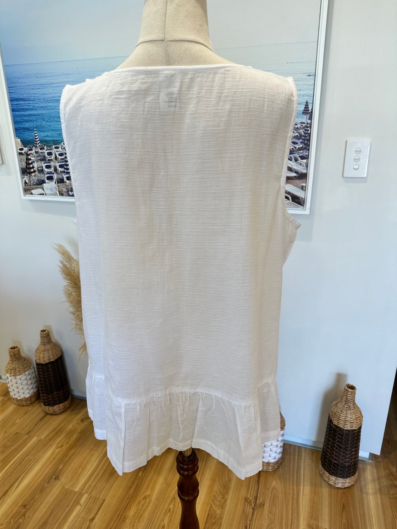 Bohemian - Singlet Top - Size 16 - White