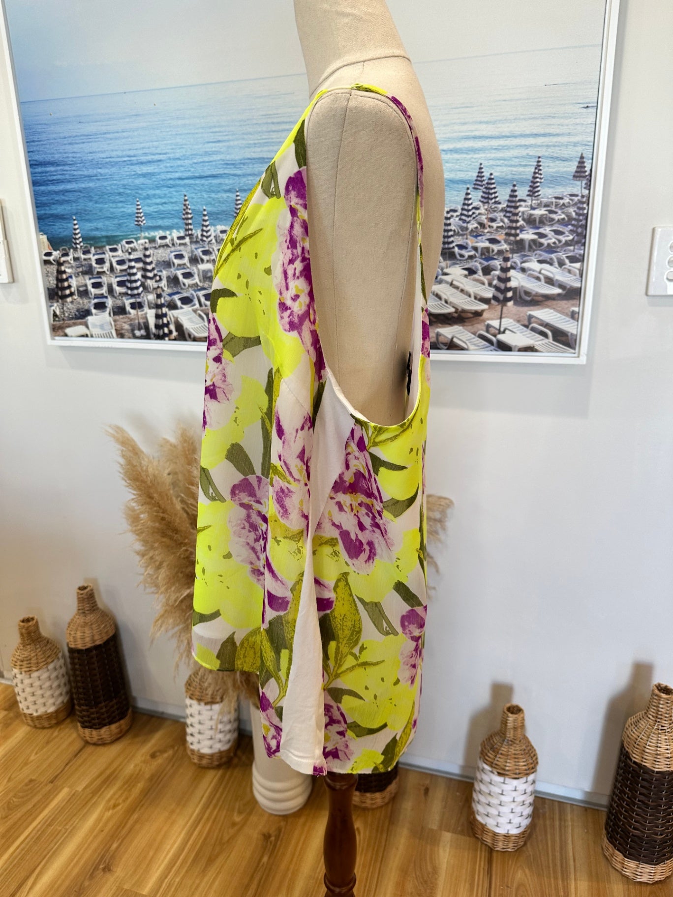 Augustine - Camisole Top - Extra Large - Yellow and purple with green leaves - [New without tags]