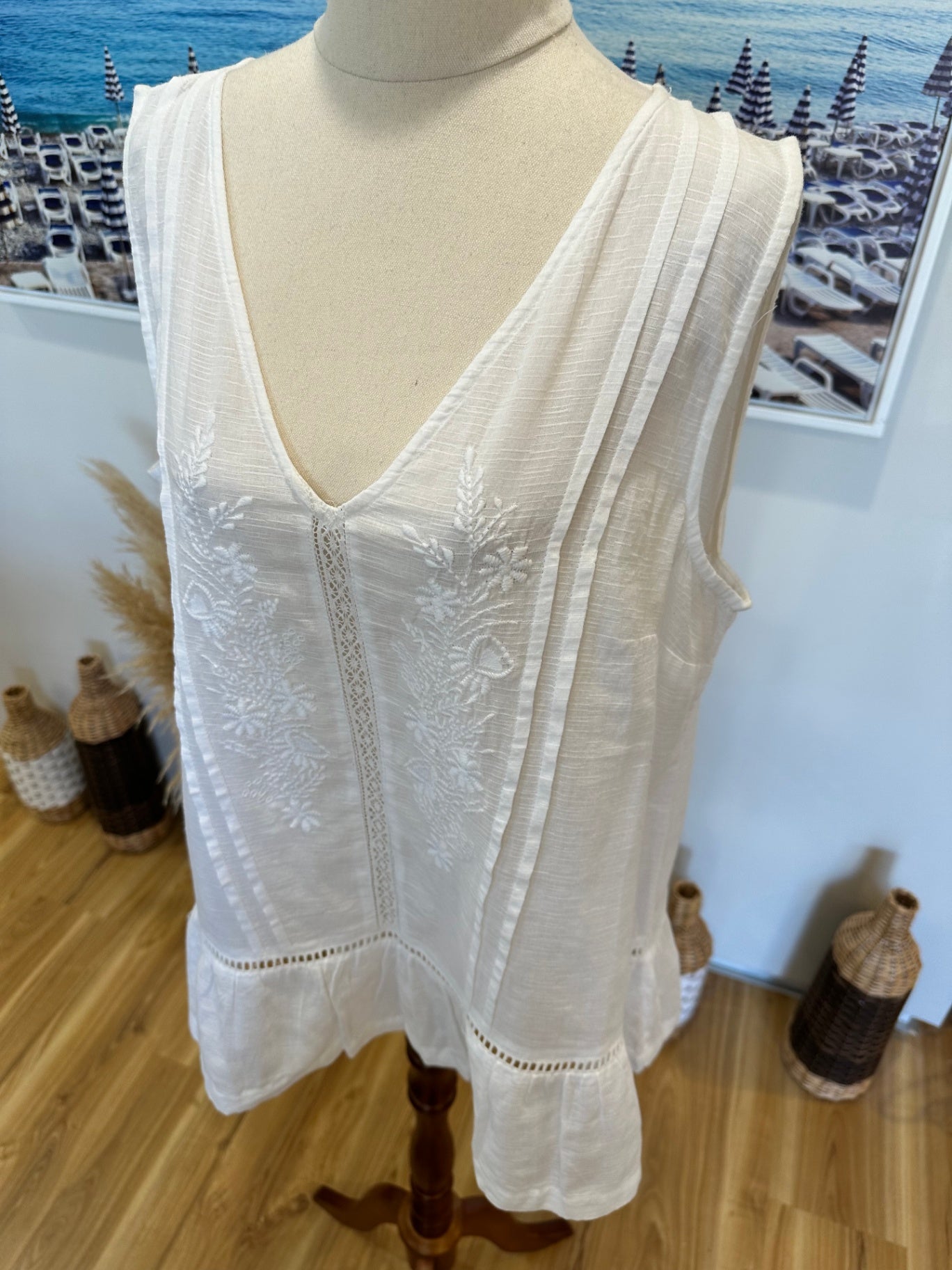 Bohemian - Singlet Top - Size 16 - White