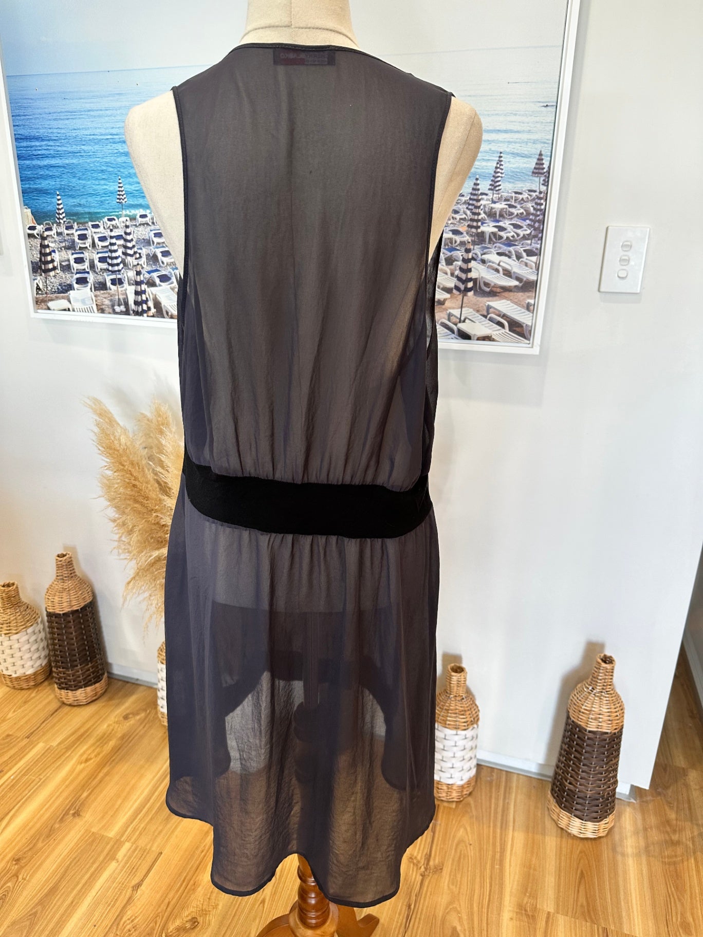 Cherry Blasko - Made in New Zealand Dress - Size 12 - Black / Grey