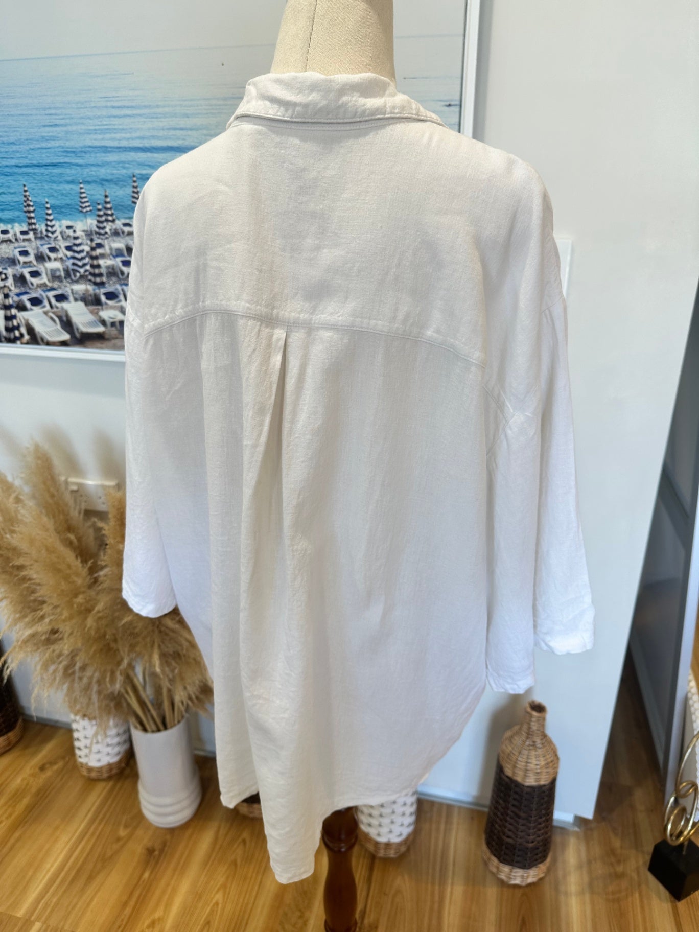 Glassons - Linen Blend Shirt - Size Medium - White