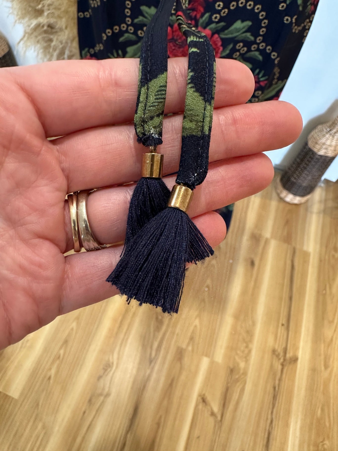 Finders - Navy Floral Dress with feature back - Size Medium 