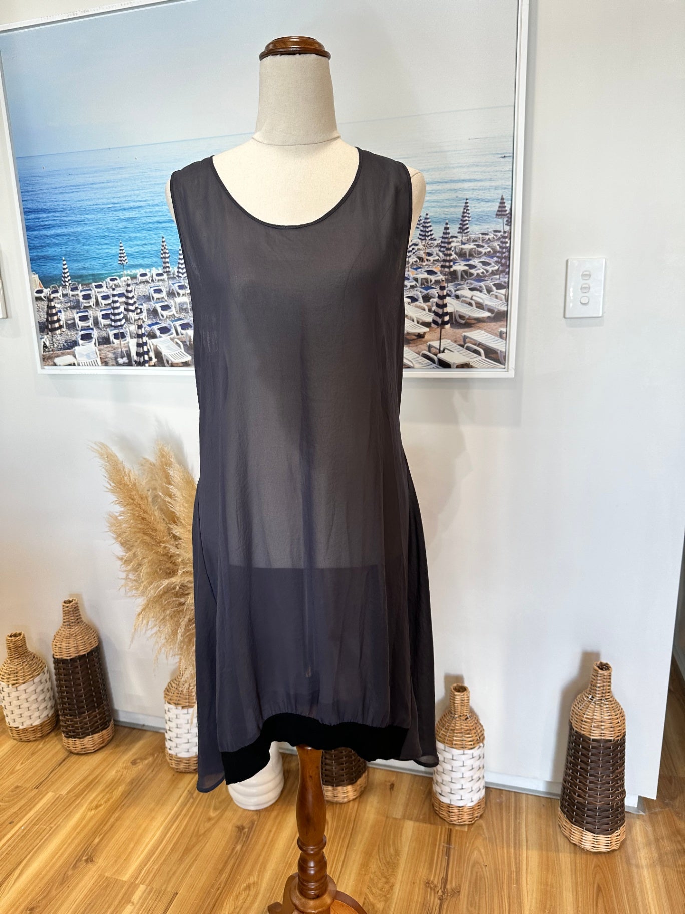 Cherry Blasko - Made in New Zealand Dress - Size 12 - Black / Grey