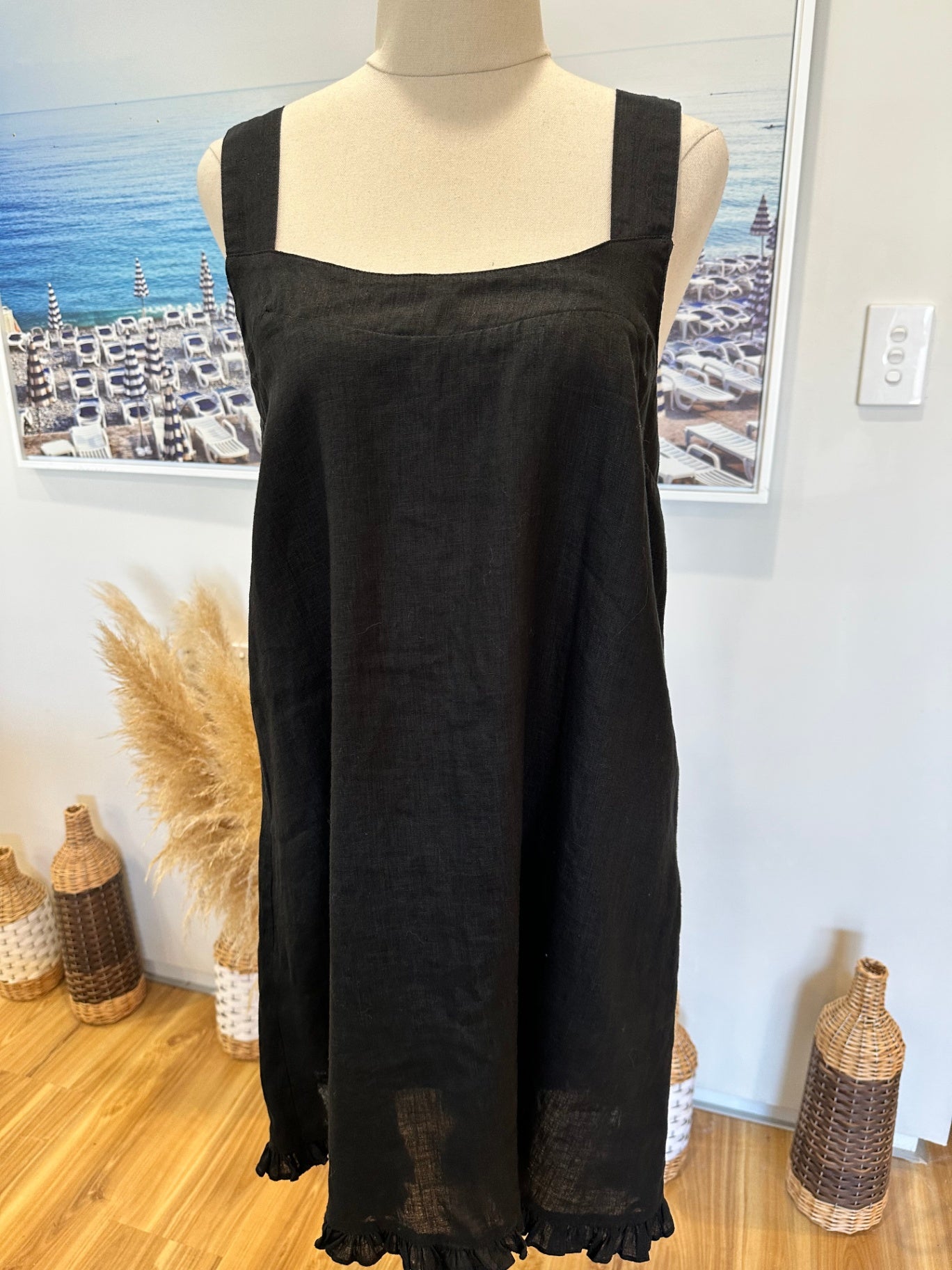 Haven - Linen Dress - Small - Black