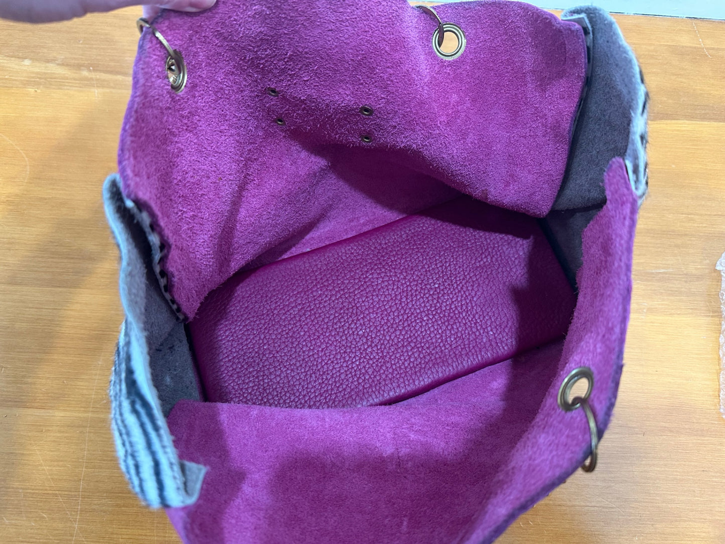 Leather Handbag - Pink w Zebra print