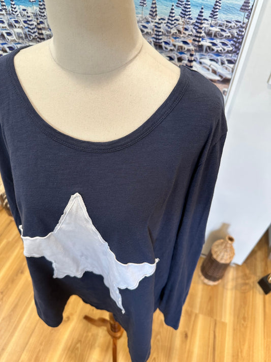 Betty Basics - Long sleeve Top - Size 18 - Navy Blue w Stars
