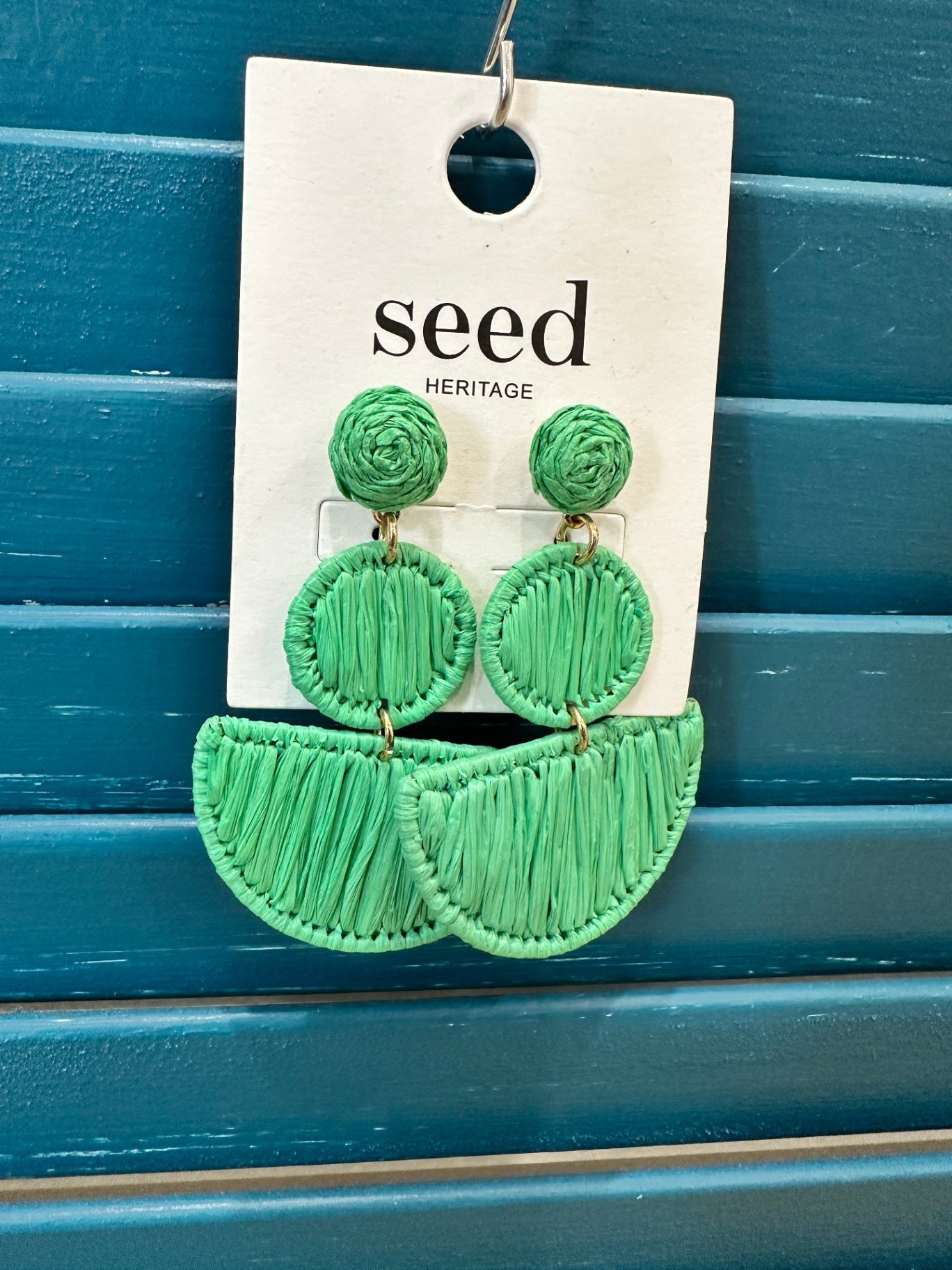 Seed - Green Woven Earrings - NEW