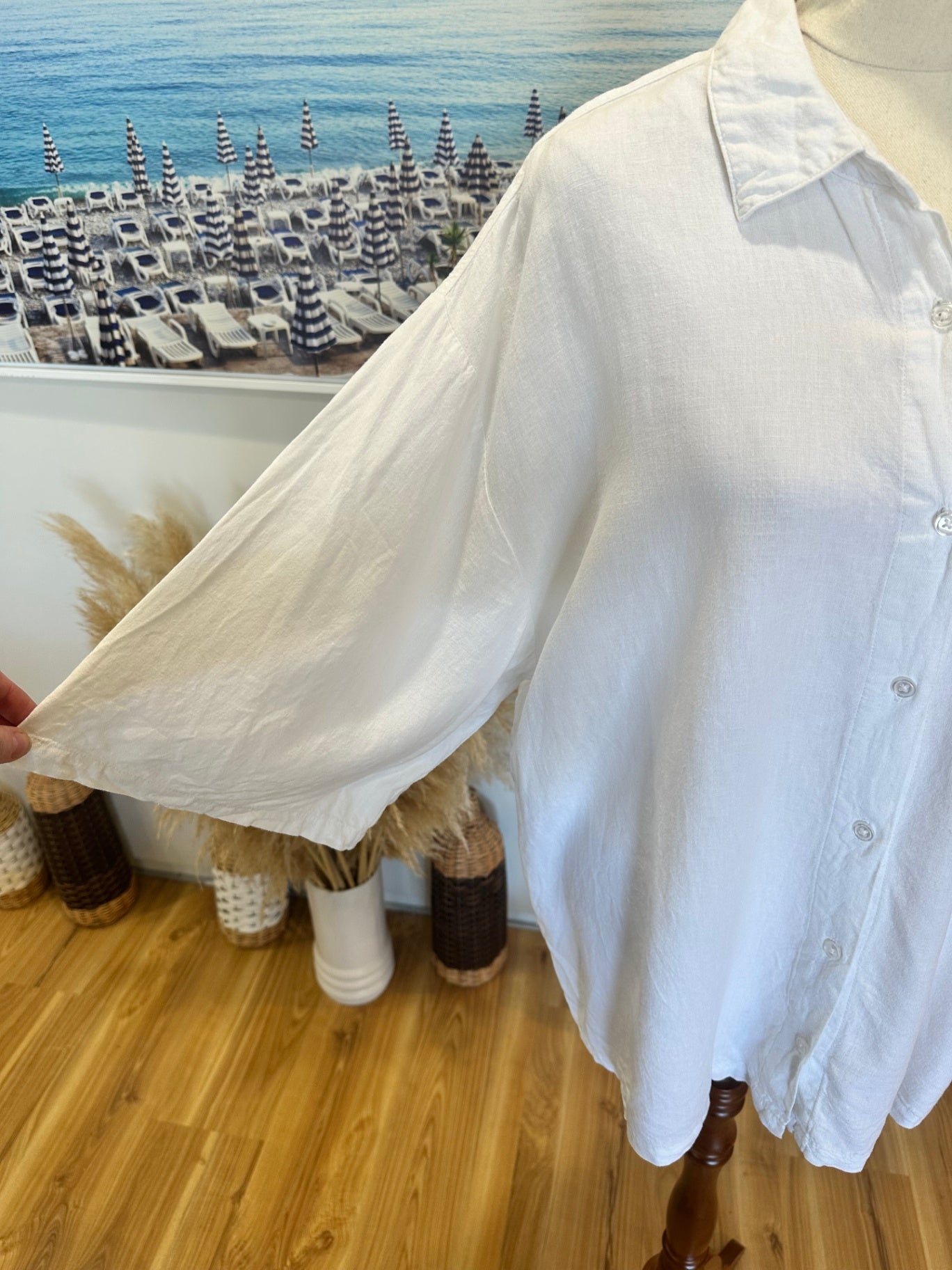 Glassons - Linen Blend Shirt - Size Medium - White