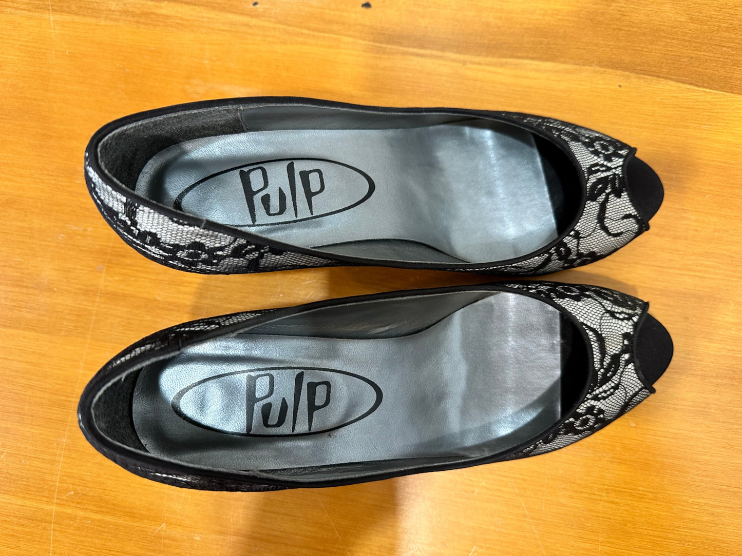 Pulp - Lace Peep-Toe Shoes Size 8 - Black and Beige