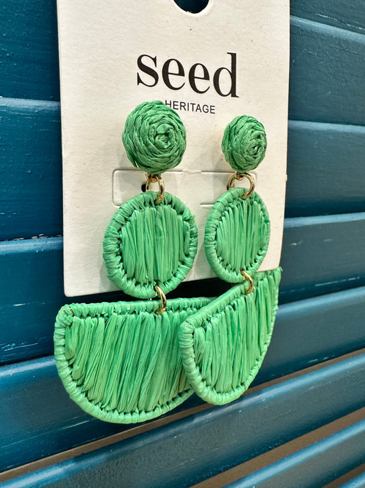 Seed - Green Woven Earrings - NEW