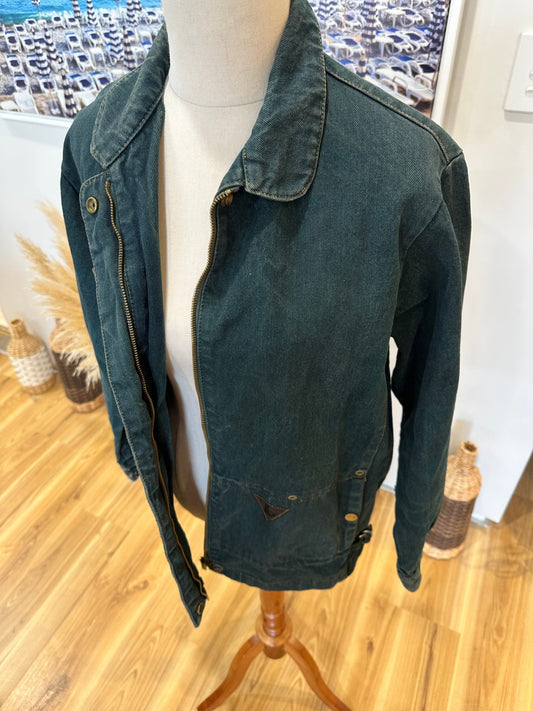 Vintage 90's - Sasson Paris - Denim Jacket - Size 12 - Dark Green