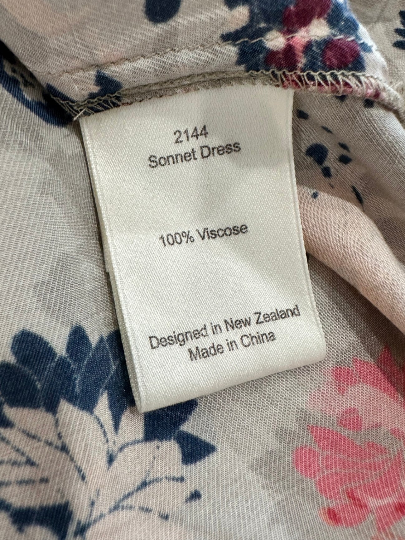 Fray the Label - Dress - Size 12 - Beige, navy blue, coral, pink, orange, gray)