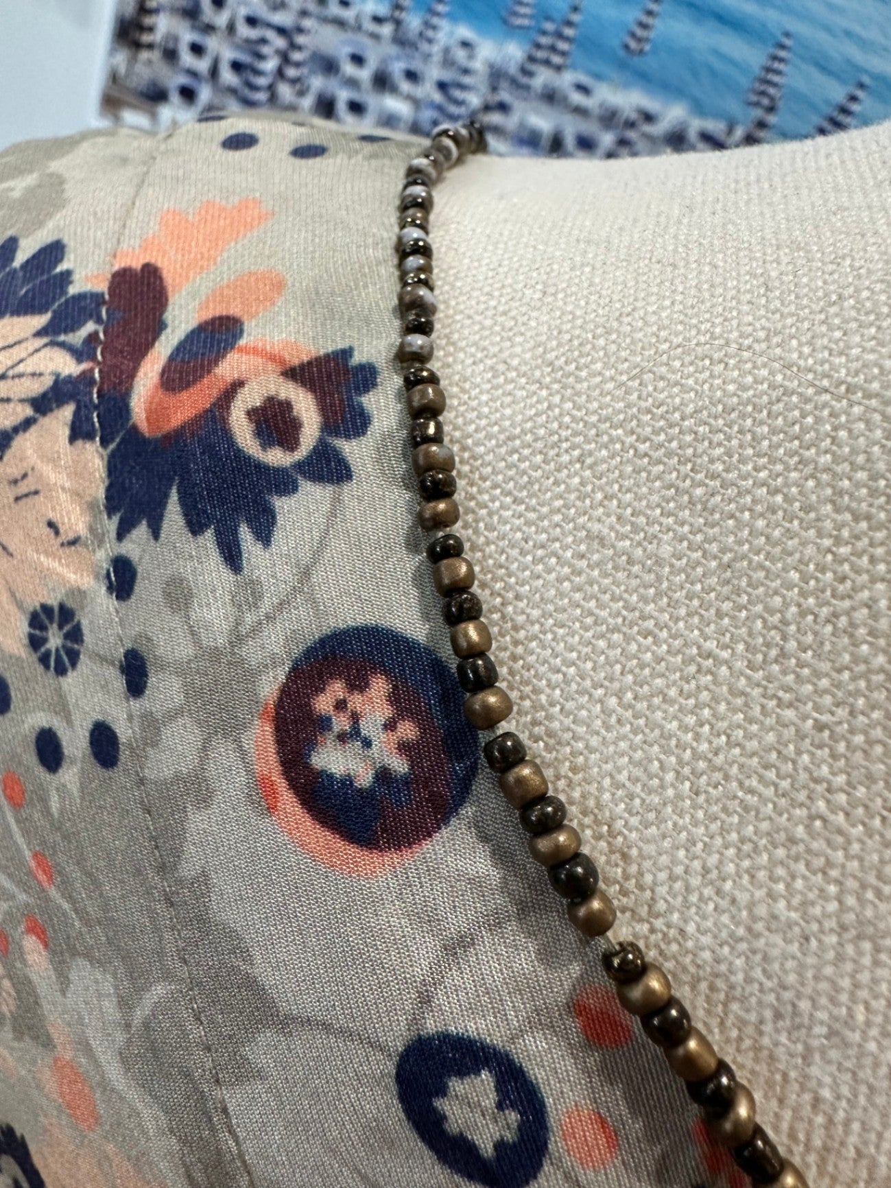 Fray the Label - Dress - Size 12 - Beige, navy blue, coral, pink, orange, gray)