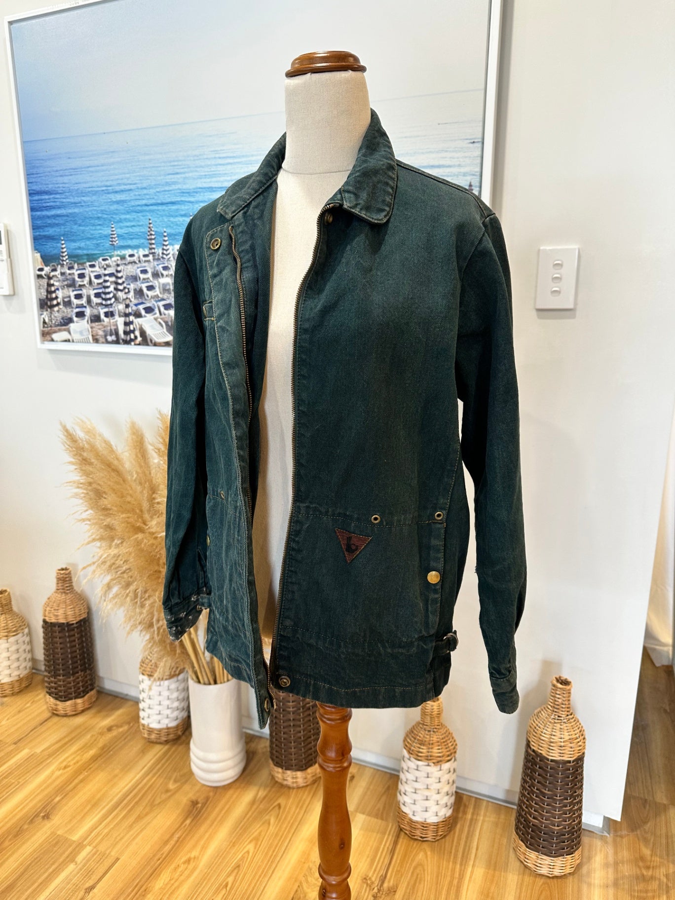 Vintage 90's - Sasson Paris - Denim Jacket - Size 12 - Dark Green