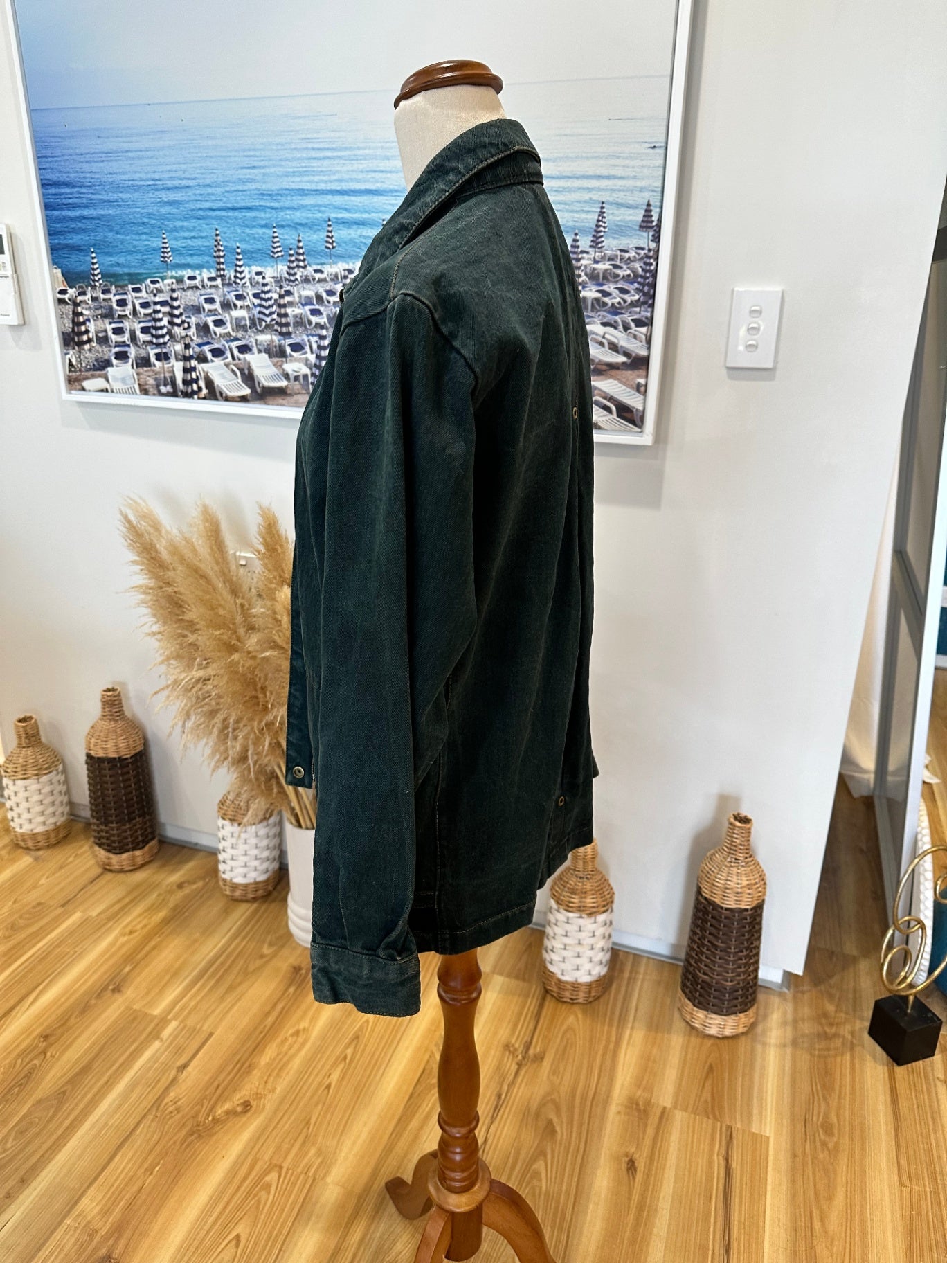 Vintage 90's - Sasson Paris - Denim Jacket - Size 12 - Dark Green